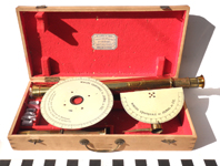 Unusual telescope and measurements case.  Dials are in French.