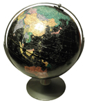 Rotating globe with black ocean